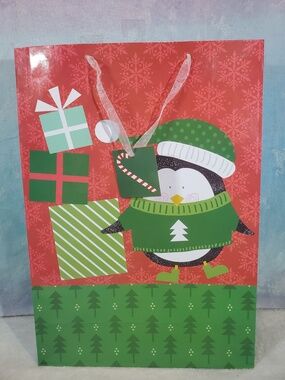 Penguin Beanie Hat and Sweater Christmas Holidays Voila Gift Bag 17"